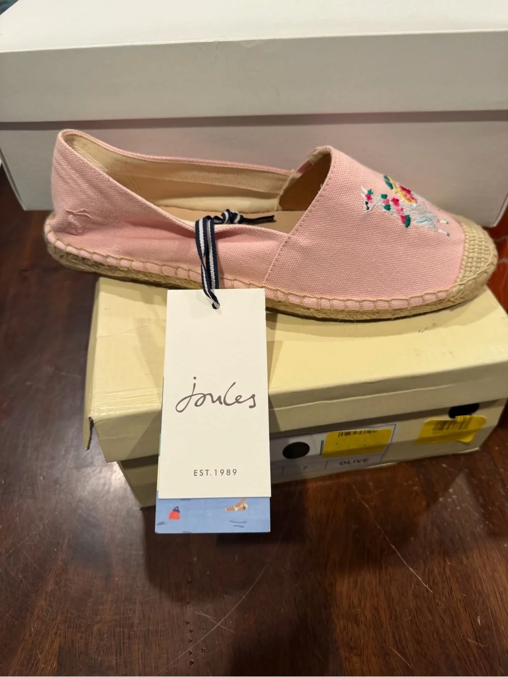 Joules women’s shelbury Slip on espadrille Flat Shoes Pink Canvas Size 7 M US